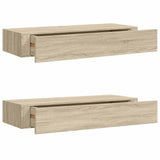 Wall-mounted Drawer Shelves 2 pcs Oak 60x23.5x10cm MDF 330262