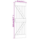 Sliding Door Natural and White 70 x 210 cm Solid Pine Wood 3445095