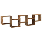 Wall Cube Shelf 5 Compartments Old Wood Engineered Wood 860002