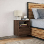 ZNTS Wall-mounted Bedside Cabinet with LED Lights Brown Oak 3307987