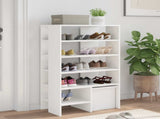 Shoe Cabinet with Shelf 2 pcs White Engineered Wood 8000380