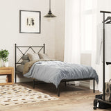 Metal Bed Frame without Mattress with Headboard Black 80x200cm 376493