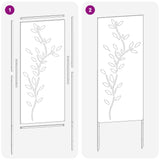Garden Privacy Screen Floral Silver 50 x 140 cm Stainless steel 876326