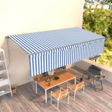 Manual Retractable Awning with Blind 6x3m Blue&White 3069476