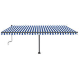 Manual Retractable Awning with LED 500x350 cm Blue and White 3069861