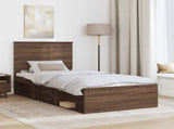 Bed Frame with Headboard Brown Oak 100 x 200 cm Solid Pine Wood 3409396