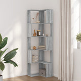 Corner Bookcase 5-Tier Grey Sonoma 50x50x179 cm Engineered Wood 852587