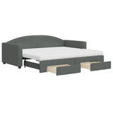 Daybed with Trundle and Drawers Dark Grey 90x190 cm Fabric 3197264
