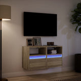 TV Wall Cabinets with LED Lights 2 pcs Sonoma Oak 41x31x45 cm 852318