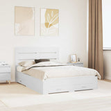 Bed Frame with Drawer White 160 x 200 cm Engineered Wood 3411951