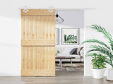 Sliding Door Natural and White 85 x 210 cm Solid Pine Wood 3445085