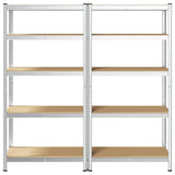 5-Layer Heavy-duty Shelves 2 pcs Silver Steel&Engineered Wood 3307596