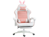 Racing Gaming Chair, Reclining PU Leather Computer Chair with Removable Rabbit Ears, Footrest, T3398P329883