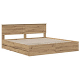 Bed Frame with Storage and Headboard Artisan Oak 180 x 200 cm 3445827