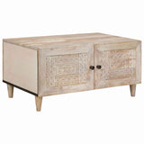 Coffee Table with Door Beige 80 x 50 x 40 cm Solid Acacia wood 4018121