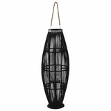 Hanging Candle Lantern Holder Bamboo Black 95 cm 246812