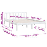 810078 Bed Frame without Mattress White Solid Wood 120x200 cm