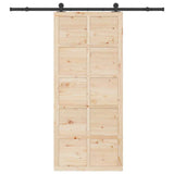 Sliding Door Brown 90 x 208 cm Solid Pine Wood 3381180