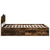 Bed Frame Smoked Oak 140 x 200 cm Solid Pine Wood 3412893