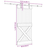 Sliding Door NARVIK Natural and Black 90 x 210 cm 3445356