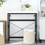 Bathroom Washbasin Frame Black 79x38x83 cm Iron 338501