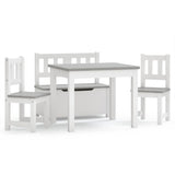4 Piece Children Table and Chair Set White and Grey MDF 10411