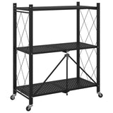 Storage Shelf on Wheels Black 71x34x88 cm Steel 4012385