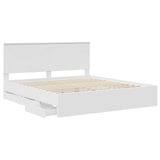 Bed Frame with Drawer White 200 x 200 cm Engineer Wood 3409426