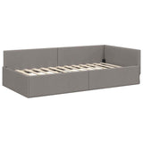 Corner Bed Frame with Headboard Taupe 80 cm x 200 cm Velvet 42016032