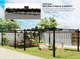 3 x 3 Metal Pergola with Retractable Roof and Magnetic Fixture, Outdoor Gazebo Garden Pergola Kit T3398P320117