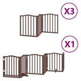 Dog Gate with Door Foldable 15 Panels Brown 750 cm Poplar Wood 3155605