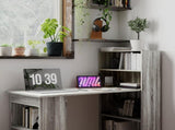 120cm Computer Desk, Wooden PC Laptop Table with 6-Tier Storage Bookshelves, Home Office Working T3398P329498