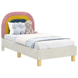 Toddler Bed Frame with Headboard Cream 70 x 140 cm Velvet 42011004