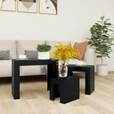 ZNTS Nesting Coffee Tables 3 pcs Black Engineered Wood 808541