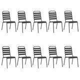 Garden Dining Set Anthracite Powder-Coated Steel Large Stackable 3187996