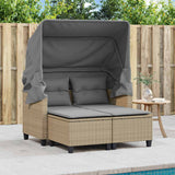 Garden Sofa Beige PE Rattan 2-seater Removable Covers 365785