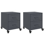 ZNTS Bedside Cabinets 2 pcs Anthracite 36x39x43.5 cm Steel 846631