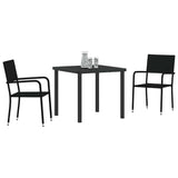 Garden Dining Set with Cushion 3 pcs Black Poly Rattan 3380036