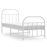 Metal Bed Frame without Mattress with Footboard White 75x190cm 353692