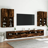 7 Piece TV Wall Cabinet Set with LED Lights Smoked Oak 3216782