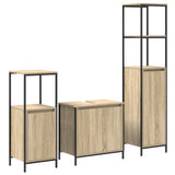 Bathroom Furniture Set with Shelf 3 pcs Sonoma Oak and Black 3328395