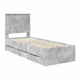 Bed Frame with Drawer Concrete Grey 75 x 190 cm Engineer Wood 3411169