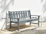 2 Seater Plastic Garden Bench, Outdoor Patio Bench with Armrest and Backrest, Weatherproof Outdoor T3398P553262
