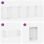Dog Gate with Door Foldable 9 Panels White 450 cm Poplar Wood 3155538