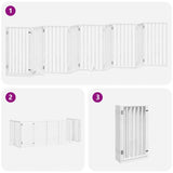 Dog Gate with Door Foldable 9 Panels White 450 cm Poplar Wood 3155538