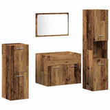 Bathroom Furniture Set with Door 4 pcs Old Wood Engineered Wood 3332556