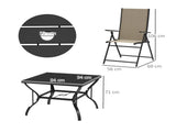 Five-Piece Steel Frame Patio Set - Khaki/Black T3398P328489