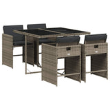 Garden Dining Set Grey PE rattan, powder-coated steel, tempered glass 3211076