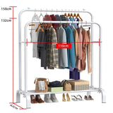 ZNTS Heavy Duty Double Clothes Rail Hanging Rack Garment Display Stand Storage Shelf 29505131