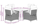 5 Piece Garden Dining Set with Cushions Grey Poly Rattan 3213477
